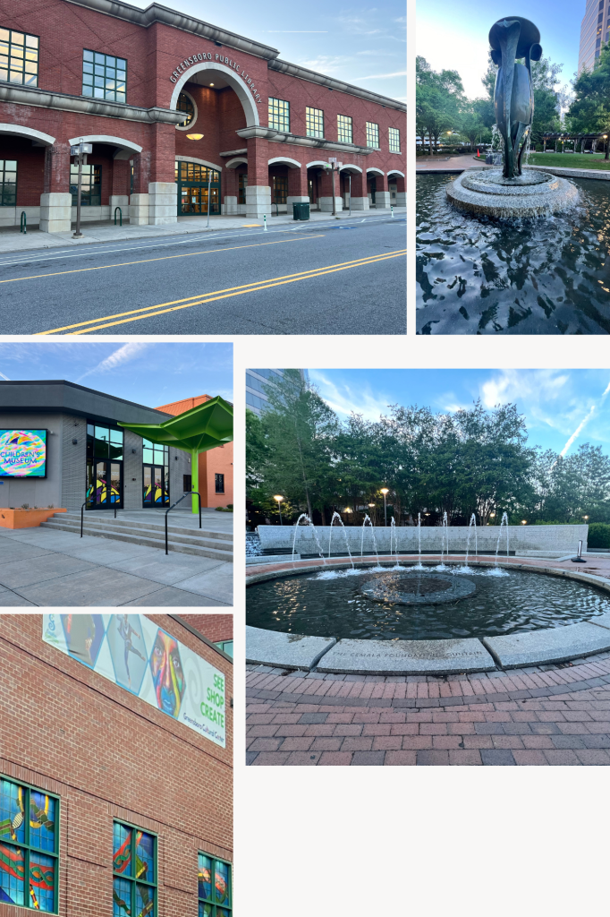 Downtown Greensboro, Children's Museum, LeBauer Park, Greensboro Public Library